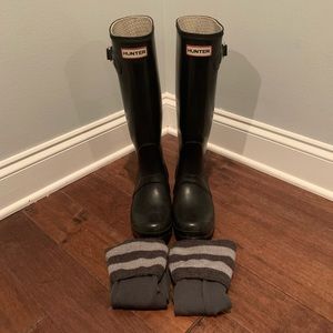 Hunter Original Tall Rain Boots Black Ladies sz 7